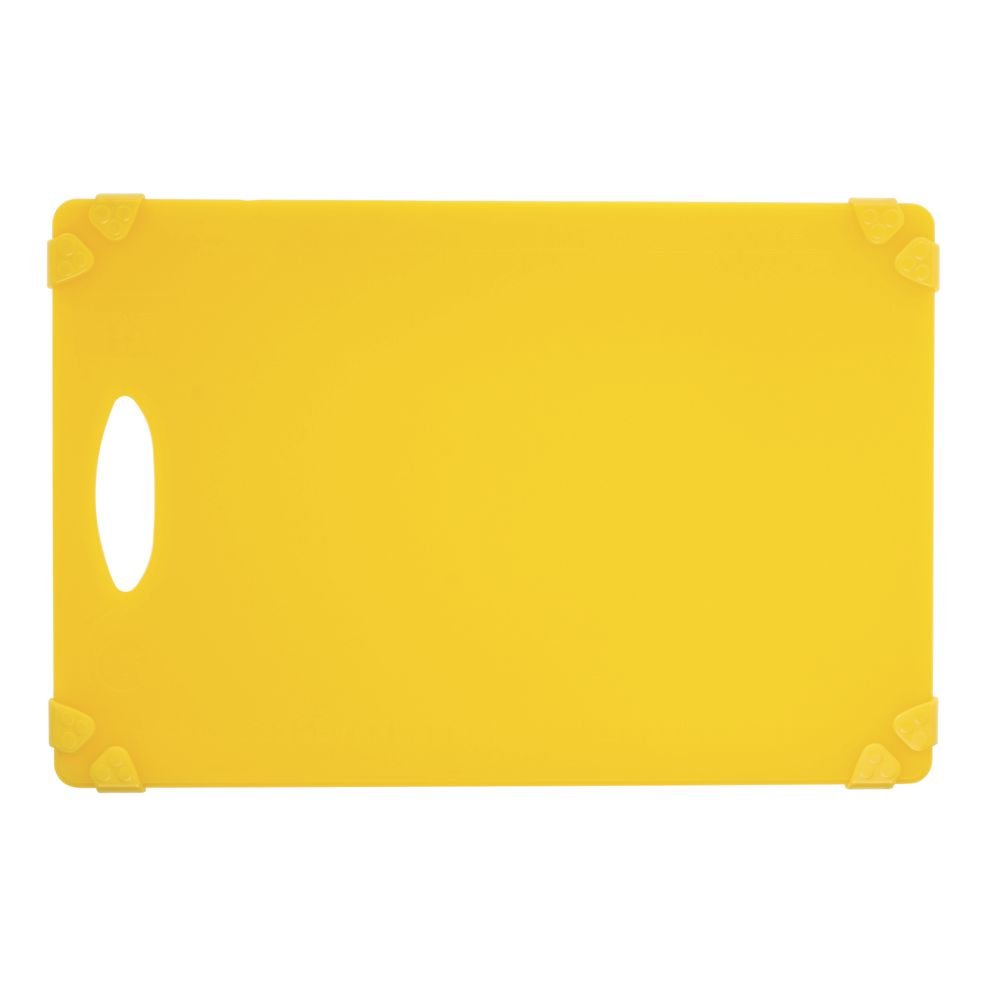 Kratos by Yellow Cutting Board with Grippers - 12"L x 18"W x 1/2"H by HUBERT – Plastic, Yellow, Model 1218-CL-YL