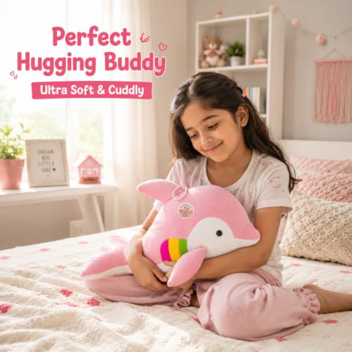 Image of Chi-Chimpu Toyss Pink Dolphin Soft Toy 55cm | Cute Plush Dolphin Stuffed Animal for Kids | Soft Hugging Toy | Plush Toy | Gift for Kids