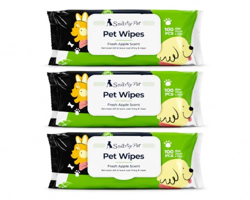 Image of Barkz & Mewz Smarty Pet Wet Wipes for Dogs Puppies Cats Lemongrass Fragrance 300 Count Pack of 3 x 100 Pet Grooming Cleaning Wipes Gentle Deodorizing Safe Daily Use