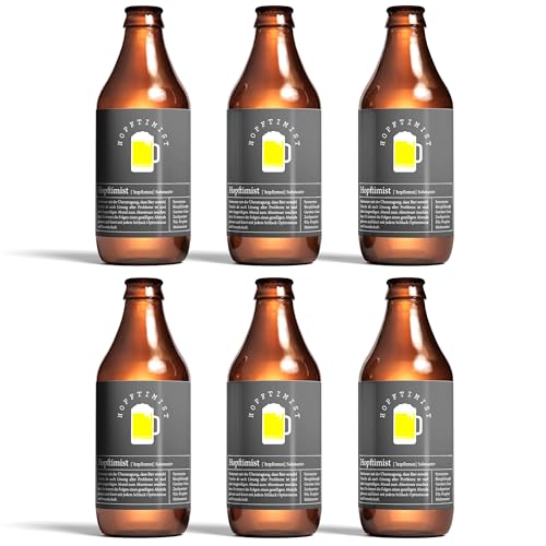 6x Hopftimist selbstklebende Flaschenetiketten - Originelles Bier Geschenk für Männer zum Geburtstag