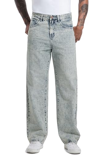 Men's Non-Stretch Loose Fit Wide-Leg Baggy Jeans Pants3