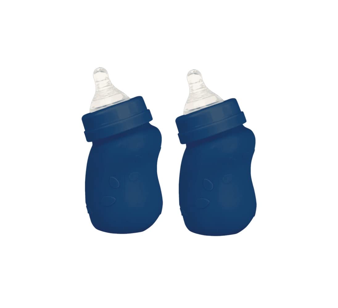 green sproutsSprout Ware® Baby Bottle Made from Plants and Glass 5 Oz. - 2-Pack (Navy Blue)