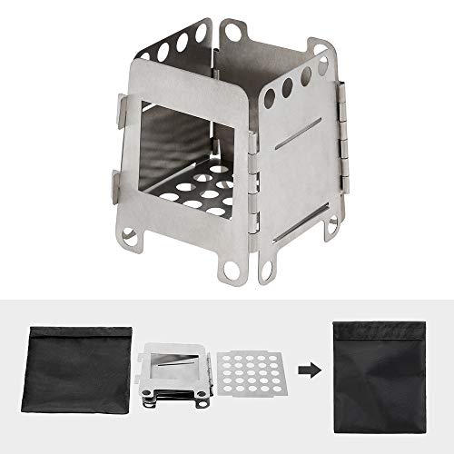 Fogão Externo, Romacci Fogão portátil de titânio leve dobrável a lenha Fogão de bolso Cozinha ao ar