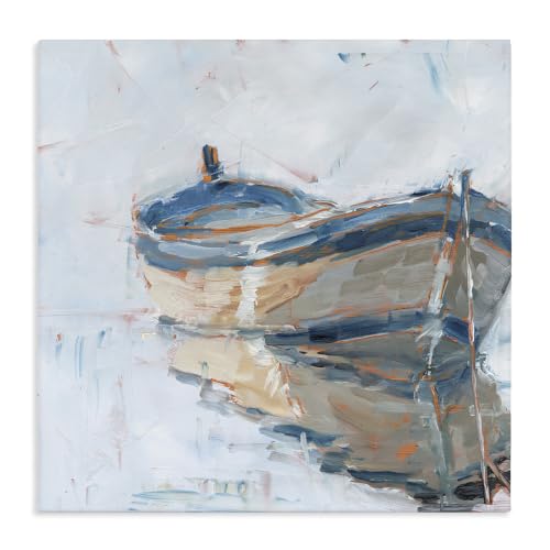 Abandoned Paddle Boat Icy Ocean, 17 x 17 Inch Canvas Wall Art