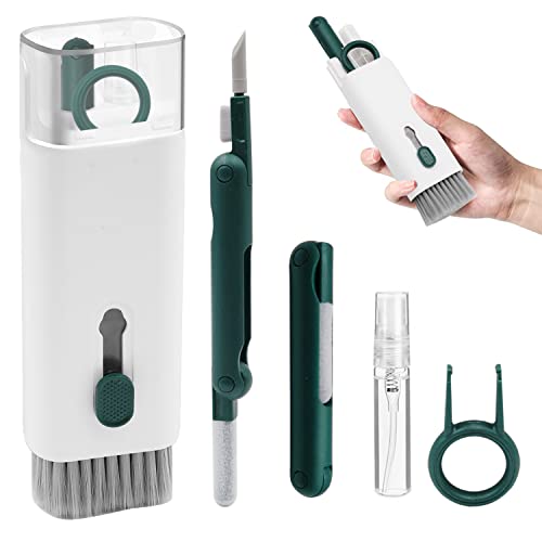 7 en 1 Keyboard Cleaning Brush Kit, Cepillo de Limpieza para Teclado Herramienta de Limpieza Auriculares Multifunción Extractor de Polvo para Laptop Auriculares (Verde Oscuro) Cover