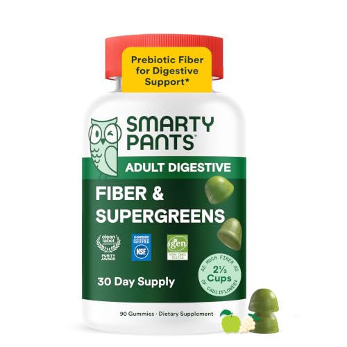 SmartyPants Adult Fiber & Super Greens Gummies, Supports Gut Health, 90 Ct | Broccoli, Spinach, & Kale Blend, Prebiotic Fiber Gummies for Adults, Gluten Free, 30 Day Supply - image 1