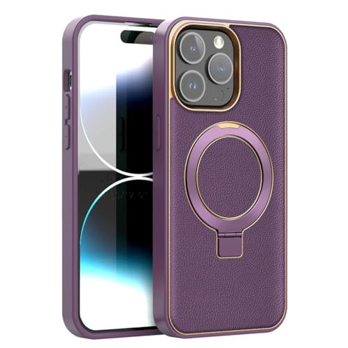 Étui en cuir pour iPhone 14 Pro Max avec anneau en métal chic ENILSA