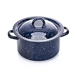 IMUSA USA C20666-1062810W Speckled Enamel Stock Pot with Lid, 4 Quart, Blue