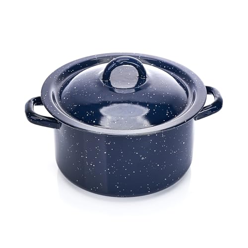 IMUSA USA C20666-1062810W Speckled Enamel Stock Pot with Lid, 4