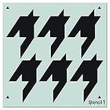 Stencil1 Houndstooth Repeat Wallpaper Pattern Stencil 11" X 11" - Reusable Premium Quality Mylar Ste