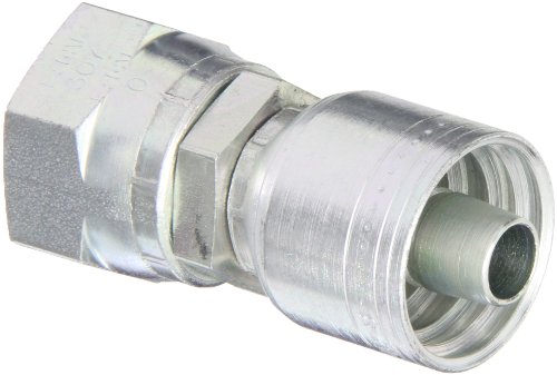 Image of Aeroquip 1AA12FJ8 Carbon Steel Global TTC (Thru the Cover) Crimp Hose Fitting Female JIC Swivel, Straight, 1 /2 inch Hose ID, 1-1 /16 inch - 12 Thread