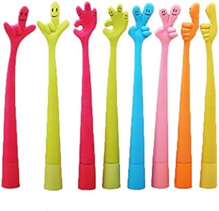 HONGCI 6PCS Lovely Creative Cartoon Ballpoint Pen Free Bend Finger Pen Gesture Advertising Pen (Random Color)