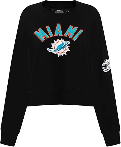 Pro Standard Womens NFL Miami Dolphins Classic Chenille Crewneck Sweatshirt Schw