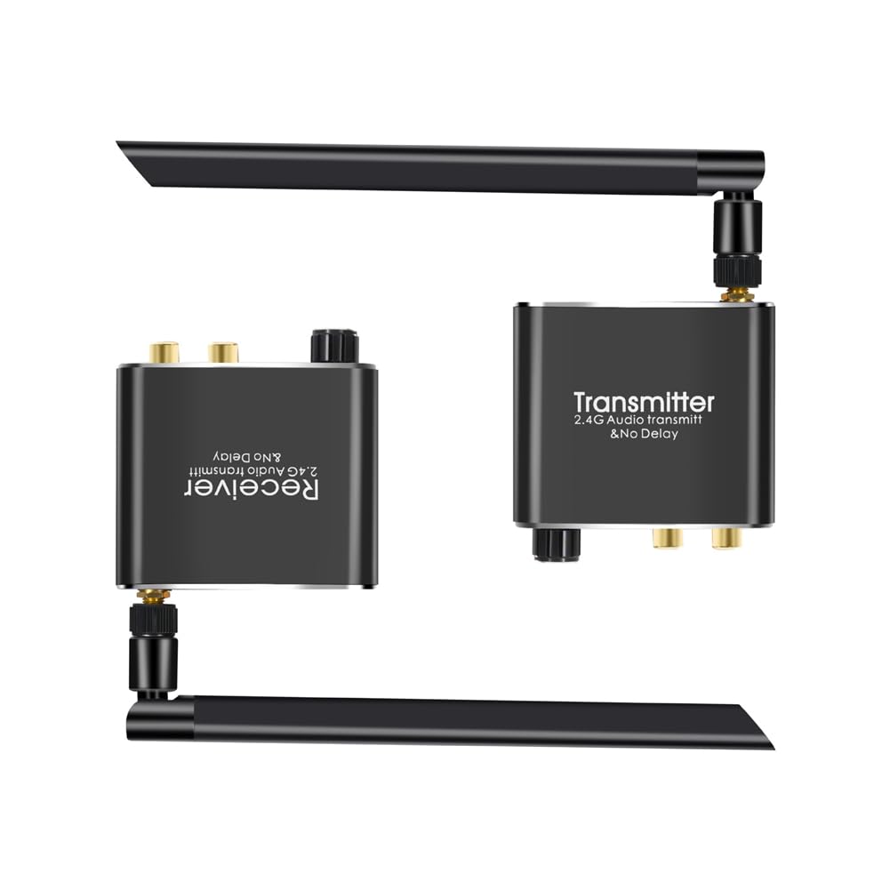 Adaptador de Audio Inalámbrico 2.4G Extensor de Audio Transmisor y Receptor de Audio Inalámbrico 50M Extensor de Audio LAN Divisor RX/TX
