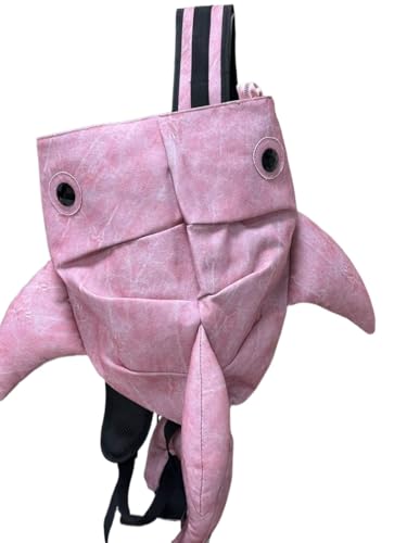 DIY Medium Size Trendy Zoo Collection Whale Shark Backpack, Unique Unisex Designer Animal Print Rucksack (Medium Pink Shark Bag)