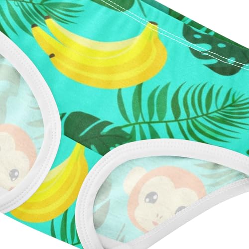 Cute Cartoon Monkey Banana Green Panties for Girl Toddler Underwear Custom Cotton Cartoon Briefs Girls Undies 2t4