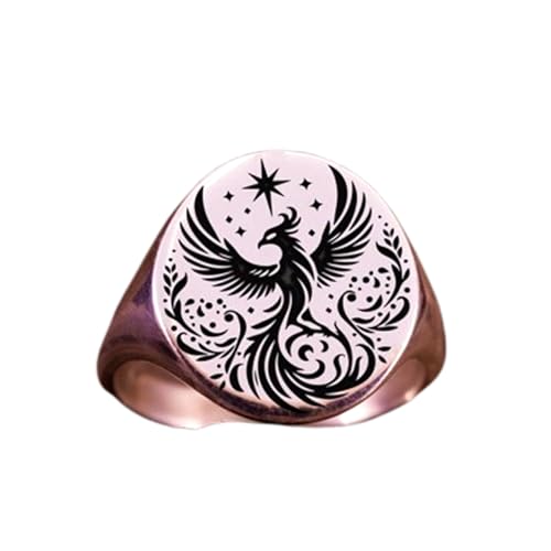 Chevalière phénix argent 925 bague ronde symbole de renaissance pour homme