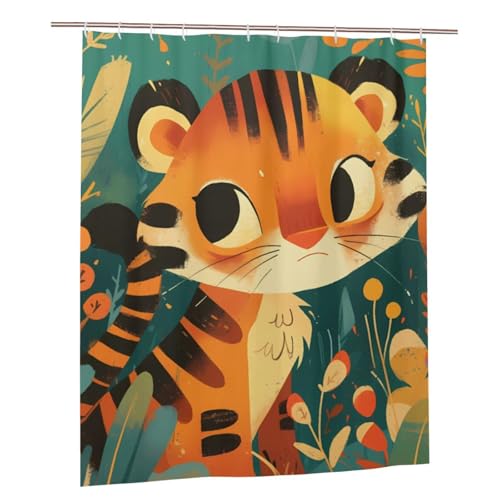Rideau de douche imperméable anti-éclaboussures tigre moderne - 2