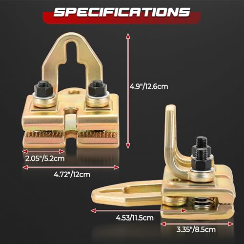 Image of NATGAI Right Angle Auto Body Pull Clamp | 5 Ton Two-Way Self-Tightening Pull Clamp, Multi Hook Point Frame Repair Tool for Car Collision, Dent Pulling, Panel Straightening, and Auto Body Work