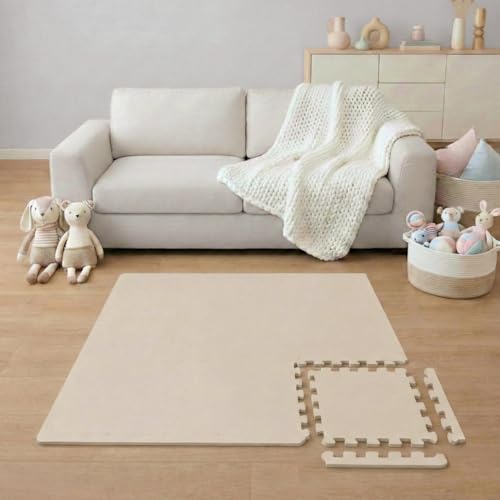 LittleTom 9 Pièces Tapis de Sol Bébé dès Le Premier Mois - 30x30 cm Dalles en Mousse EVA avec Bordures - Surface de Jeu pour l'Éveil - Carrés Puzzle Antidérapants...