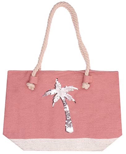 Highlight Company 07-0027 Palme&Herzen - Bolsa de playa, diseño de palmeras y corazones, color Rojo, talla Einheitsgröße