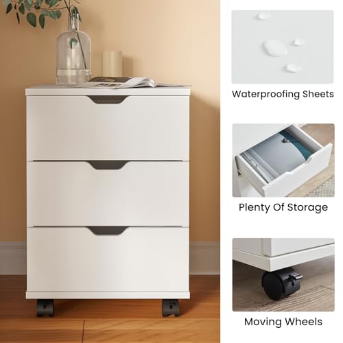 Farini FC005 Wood File Cabinet For Home Office,Under Desk 3 Drawer Mobile File Cabinet thumb #4