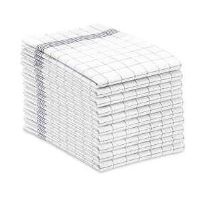 ZOLLNER set of 10 cotton tea towels in 50×70 cm – super absorbent and durable kitchen towels – washable up to 95°C – in grey and white checked – catering quality – Oeko Tex® certified