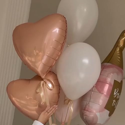 Image of Retro Apricot Heart Balloons, 10PCS Beige Caramel Foil Heart Shape Balloons, 18inch Sand White Love Foil Balloons for Helium Nude Neutral Balloon for Brithday, Valentines Day, Baby Shower Decorations