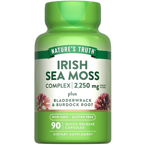 Nature's Truth Irish Sea Moss Capsules | 2,250mg | 90 Count | Complex Formula with Bladderwrack & Burdock Root | Non-GMO & Gluten Free Supplement