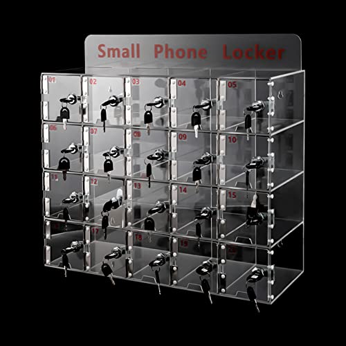 Dnysysj 20 Slots Acrylic Cell Phone Locker Box With Door Locks And Keys, Wall-Mounted Clear Cell Phones Storage Cabinet Pocket Locker For Office Classroom Conference Rooms #TOP4