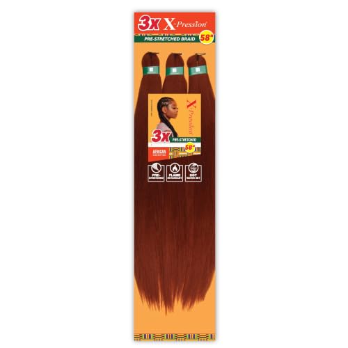 Sensationnel X-Pression tresse synthétique 3X PRÉ-ÉTIRÉE 58 po (couleur:350, paquet de 3)