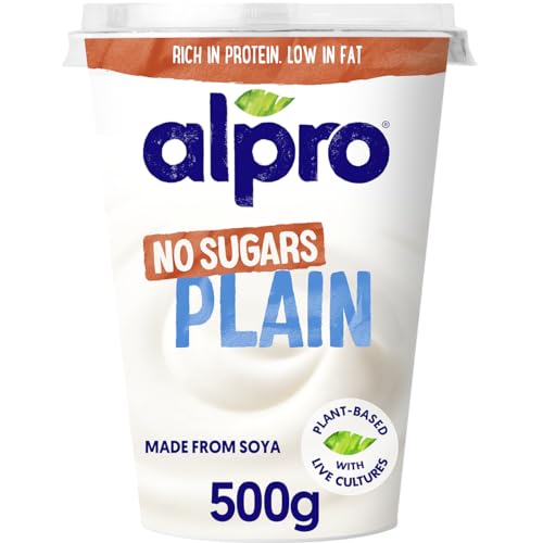 Alpro Plain No Sugars, Plant-Based & Soya Yoghurt Alternative, Vegan & Dairy Free, Big Pot, 500g