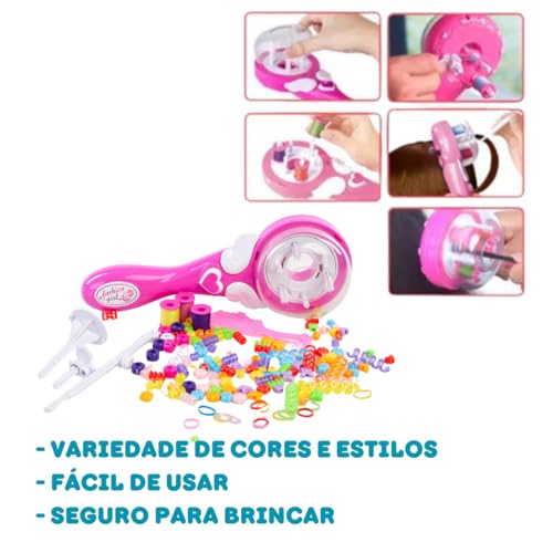Brinquedo Fazer Trança Terere com 176 Peças Automático Seguro Cabelo Enfeitado
