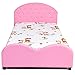 Costzon Twin Bed Frames for Kids, Wood Upholstered Twin Bed Platform with Slat Support, Padded Headboard&Footboard, No Box Spring Needed, Easy Assembly, Fits Standard Twin Mattress (Crystal)