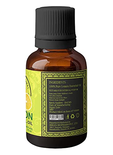 Image of Heilen Biopharm Lemon Essential Oil - 15 mL Per Bottle Pack of 1,For Skin Brightning Face Care & Support Immune System (Citrus limon)