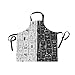 DOMIKING Damen-Schürze, schwarz-weiße Katzenschürze, Unisex, mit Taschen, verstellbarer Hals, zum Kochen, Backen, Gartenarbeit
