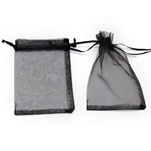 Image of Dealglad 100pcs Drawstring Organza Jewelry Candy Pouch Party Wedding Favor Bags (3x4 inch, Black)