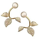 BCOATH Pendientes de Mujer Dorados Diseño de Hoja y Circonita, Cómodos y Elegantes para Fiesta o Uso Diario, Joyas Modernas y Sofisticadas