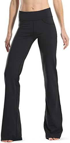 Safort 28" 30" 32" 34" Inseam Regular Tall Bootcut Yoga Pants, 4 Pockets, UPF50+, Black, XXXL