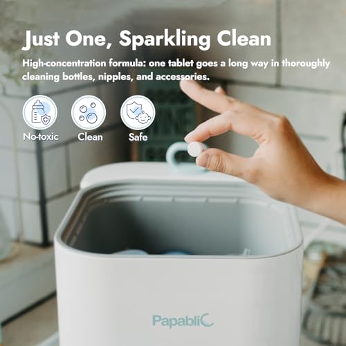Image of Papablic Official Detergent Soap Tablets for Bottle Washer, 120Pcs | Bottle Washer Tablets for Baby Brezza, GROWNSY, Momcozy Bottle Washer, Effective Cleaning with Safe Concentrated Formula