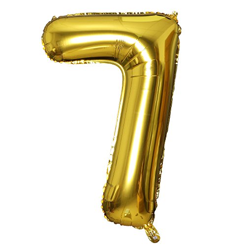 Smarcy Globos Número 7 Decoración de Cumpleaños 7 Años Fiesta de Cumpleaños (Dorado)