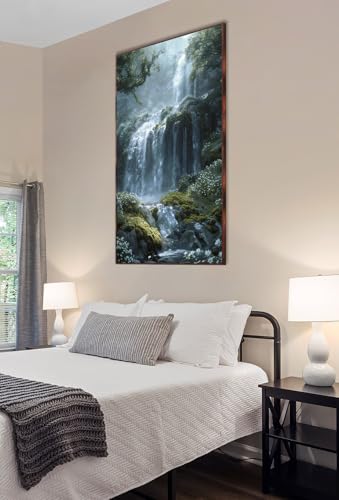 Punto de cruz diamante 5D Jumpdot de cascada en el bosque para cuadros de salón de 70x40 cm 6