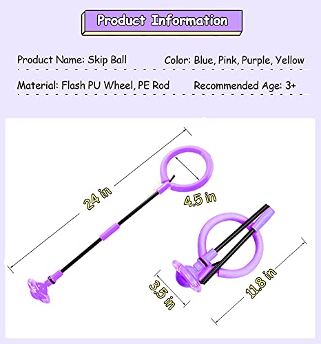 Bebjuil Kids Skip Ball,Foldable Ankle Skip It Ball Flashing Jumping Ring Colorful Sports Swing Ball Fitness Fat Burning Jump Rope Exercise Skipping Toy For Kids (Purple) #TOP4