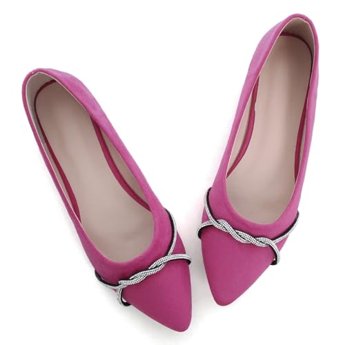 Image of TN TANGNEST Womens Casual Flats Chain Ballet Flats | Fashion Pointed Toe Rhinestone Flats, Comfort Slip On Dress Shoes for Business Work Office Wedding Party