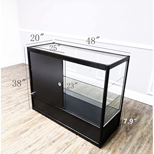 Fixturedisplays® Black Aluminum Showcase Full Vision 48 Inch Frame Shelf Retail Store Display Cabinet 10111-New #TOP2