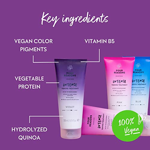 Image of Four Reasons Color Mask INTENSE Violet (27 Colors) - Color Depositing Conditioner - Semi Permanent Purple Hair Dye for Lightened and Colored Hair- 100% Vegan, 6.76 fl oz