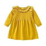 Vivobiniya Baby Girl Sweater Dresses Tutu Skirt Baby Girl Spring Clothes with Hats (12-18m(80), Yellow(1))