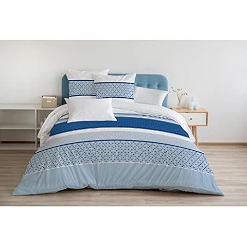 Home Passion | 3-Piece Duvet Cover | 100% Cotton - 57 Thread Count | Double - 240 x 260 cm | Bonus - Classic Blue Cover