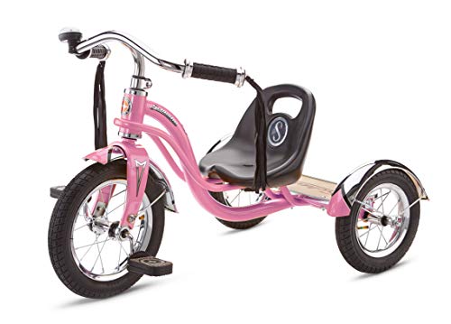 Schwinn Roadster Bike For Toddlers, Kids Classic Tricycle, Boys And Girls Ages 2 - 4 Years Old, Steel Trike Frame, Rear Deck Made Of Genuine Wood, & Fabric Tassels, Light Pink #TOP1