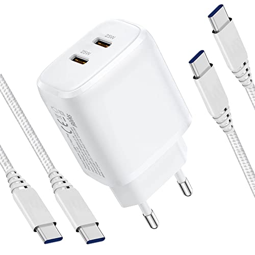 【Contenuto Della Confezione: 】Doppio Porte 25W Caricatore USB C (Bianca)+ 2Pezzi 1.2M Cavo USB C a USB C , con garanzia di 12 mesi e servizio clienti 24 ore su 24, 7 giorni su 7, per qualsiasi domanda, risolveremo il problema entro 24 ore.